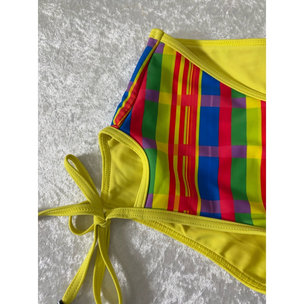 Goldie by VIP Rainbow Plaid V-Front‎ Swim Shorts Yellow Multi XS Surf Sorts - Picture 3 of 6